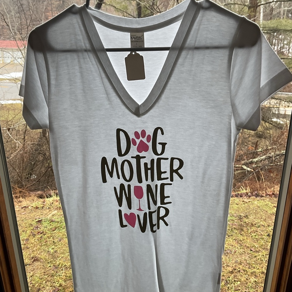 Gildan White Dog Mother Wine Lover Tee